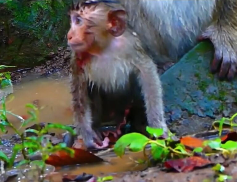 Baby Monkey Briar After a Run-In With Older Male David